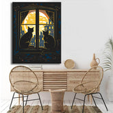 Painting by numbers: Cat looking out at night